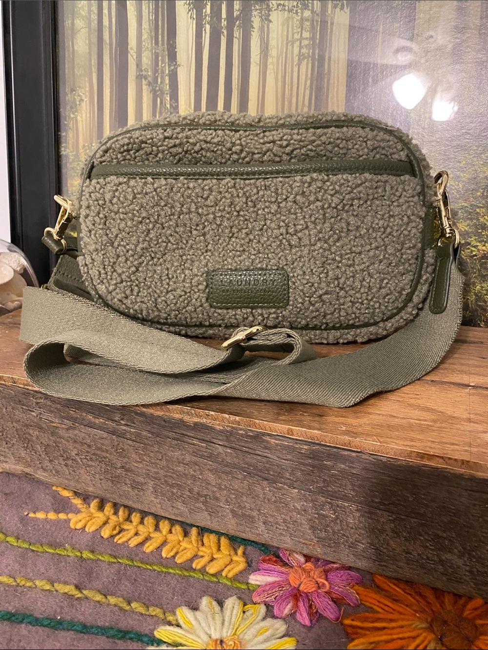 Laundry By Shelli Segal Olive Sherpa Crossbody Bag